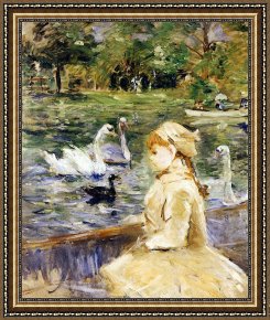 Young Framed Prints - Young girl boating by Berthe Morisot