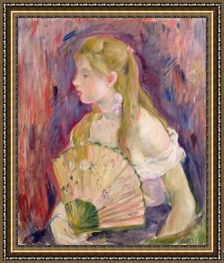 Young Framed Prints - Young Girl with a Fan by Berthe Morisot