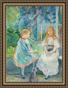 Young Framed Prints - Young Girls at the Window by Berthe Morisot