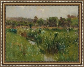 Wild Framed Prints - Landscape with Wild Irises by Bruce Crane