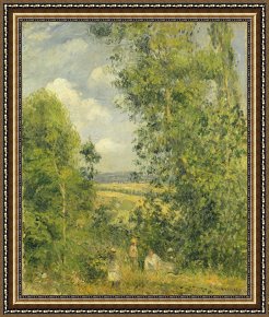 Newburyport Meadows Framed Prints - A Rest in the Meadow by Camille Pissarro