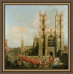 Bath Pastels Framed Paintings - Procession of the Knights of the Bath by Canaletto