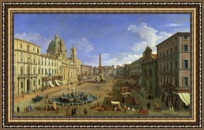 View of Delft Framed Paintings - View of the Piazza Navona by Canaletto