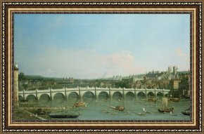 Song of The North Framed Prints - Westminster Bridge from the North with Lambeth Palace in distance by Canaletto