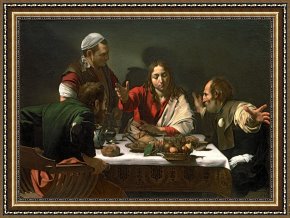 The Last Supper Framed Prints - Supper at Emmaus 1601 by Caravaggio