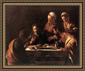 The Last Supper Framed Prints - Supper at Emmaus 1606 by Caravaggio
