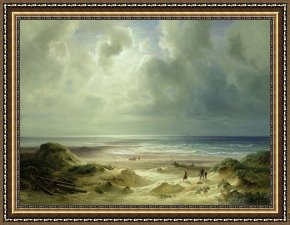 Sea Framed Paintings - Tranquil Sea by Carl Morgenstern