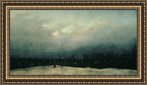 Sea Framed Paintings - Monk by sea by Caspar David Friedrich