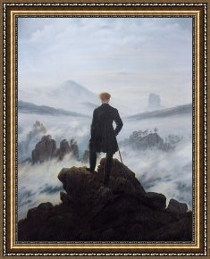 Sea Framed Paintings - Wanderer Above The Sea of Fog by Caspar David Friedrich