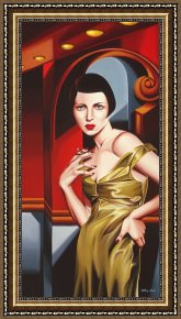 Catherine (b.1966) (contemporary Artist) Framed Prints - Olive Satin Dress by Catherine Abel