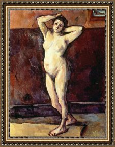 Nudes Framed Paintings - Standing Nude Woman by Cezanne