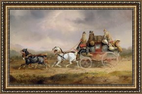 Royal Framed Prints - Mail Coaches on the Road - The Louth-London Royal Mail Progressing at Speed by Charles Cooper Henderson