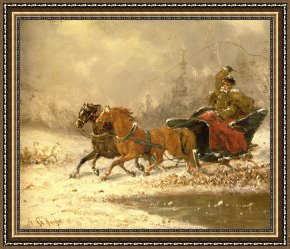 Charles Framed Prints - Returning Home in Winter by Charles Ferdinand De La Roche