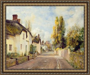 Village Framed Prints - Village Street Scene by Charles James Fox