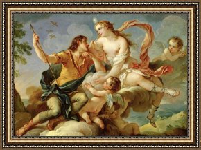 Charles Framed Prints - Venus and Adonis by Charles Joseph Natoire
