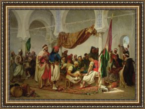 Charles Framed Prints - The Turkish Cafe by Charles Marie Lhuillier