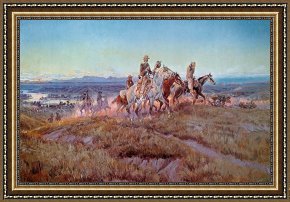 Charles Framed Prints - Riders of the Open Range by Charles Marion Russell