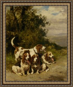 Path Framed Prints - Hunting with Dogs on a Forest Path by Charles Olivier De Penne