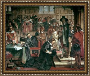 House Framed Prints - Attempted arrest of 5 members of the House of Commons by Charles I by Charles West Cope