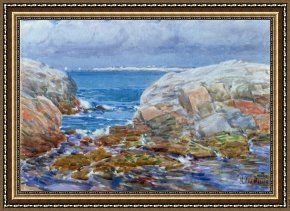Ducks Framed Paintings - Duck Island by Childe Hassam