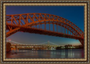 New York City Framed Paintings - New York City Hell Gate Bridges I by Clarence Holmes