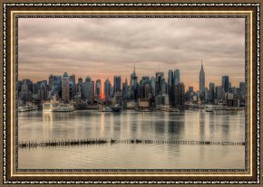 City by The Bay Framed Paintings - New York City Skyline at Sunrise II by Clarence Holmes