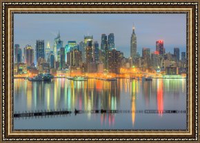 City by The Bay Framed Paintings - New York City Skyline Morning Twilight I by Clarence Holmes
