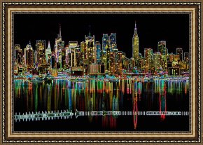 City by The Bay Framed Paintings - New York City Skyline Morning Twilight II by Clarence Holmes