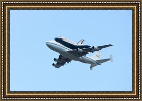 New York City Framed Paintings - Space Shuttle Enterprise Arrives in New York City by Clarence Holmes