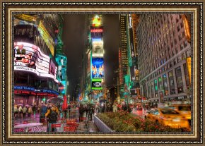 Square - Fort-philippe Framed Paintings - Times Square at Night I by Clarence Holmes