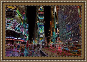 Square - Fort-philippe Framed Paintings - Times Square at Night II by Clarence Holmes