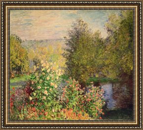 Over The Garden Wall Framed Prints - A Corner of the Garden at Montgeron by Claude Monet