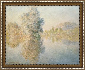 Seine Framed Paintings - Early Morning on the Seine at Giverny by Claude Monet