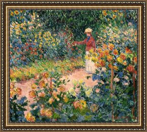 The Garden of Eden Framed Paintings - Garden at Giverny by Claude Monet