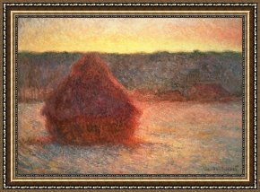 Claude Monet Framed Prints - Haystacks at Sunset by Claude Monet