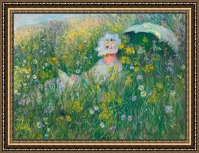 Newburyport Meadows Framed Prints - In the Meadow by Claude Monet