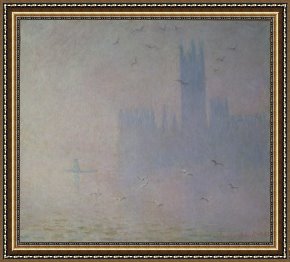 House Framed Prints - Seagulls over the Houses of Parliament by Claude Monet