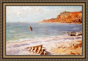 Claude Monet Framed Prints - Seascape at Sainte Adresse by Claude Monet
