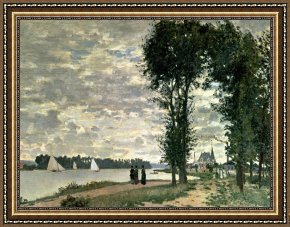 Seine Framed Paintings - The Banks of the Seine at Argenteuil by Claude Monet