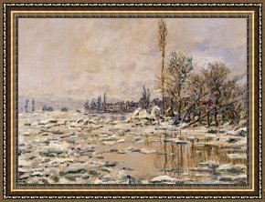 Cold Framed Paintings - The Break-up Of The Ice by Claude Monet