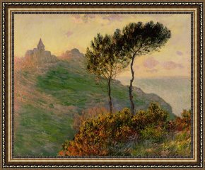 Claude Monet Framed Prints - The Church at Varengeville against the Sunlight by Claude Monet