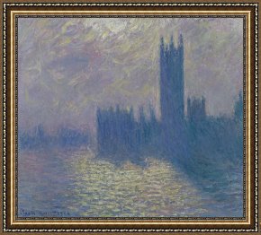 House Framed Prints - The Houses of Parliament Stormy Sky by Claude Monet