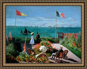 Claude Monet Framed Prints - The Terrace at Sainte Adresse by Claude Monet