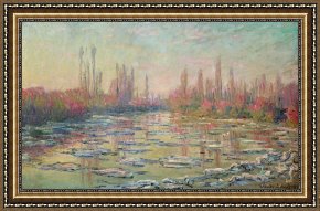 Seine Framed Paintings - The Thaw on the Seine by Claude Monet