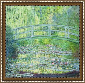 Claude Monet Framed Prints - The Waterlily Pond with the Japanese Bridge by Claude Monet