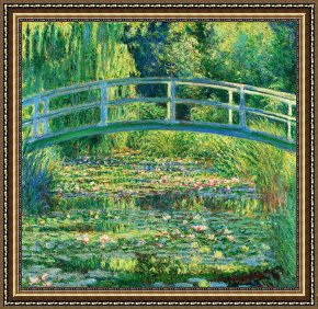 Claude Monet Framed Prints - The Waterlily Pond With The Japanese Bridge by Claude Monet
