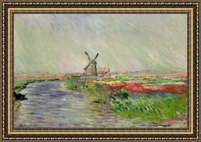 Claude Monet Framed Prints - Tulip Field in Holland by Claude Monet