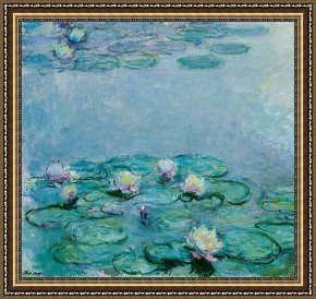 Cubist Lilies Framed Prints - Water Lilies by Claude Monet