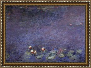 Cubist Lilies Framed Prints - Water Lilies by Claude Monet
