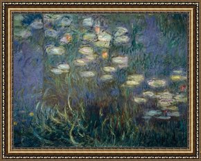 Cubist Lilies Framed Prints - Water Lilies by Claude Monet
